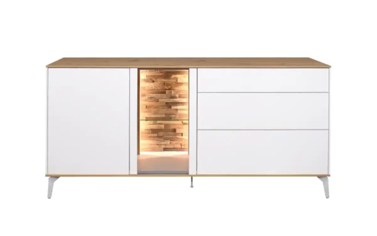 Bild 3 von Mäusbacher - Lowboard Faro, weiß/Asteiche, 80 cm, inkl. Push-to-Open Funktion