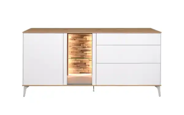 Bild 3 von Mäusbacher - Lowboard Faro, weiß/Asteiche, 80 cm, inkl. Push-to-Open Funktion