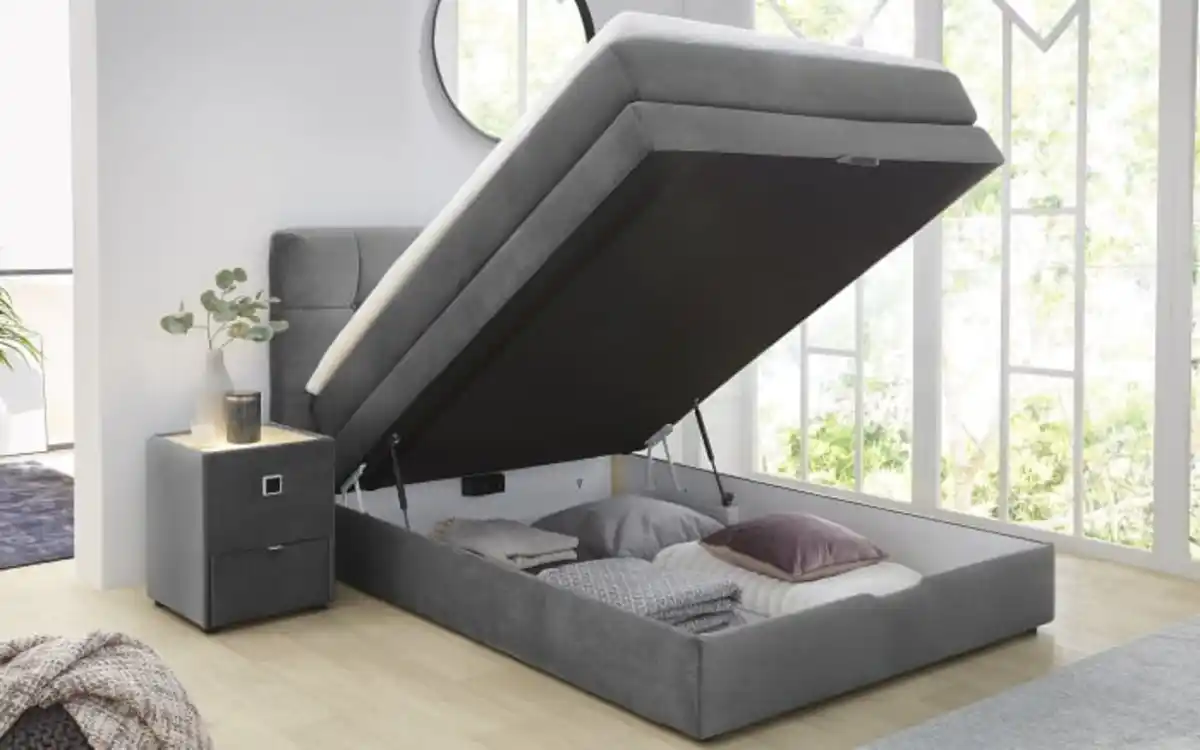 Bild 2 von Boxspringbett Amy, grau, 140 x 200 cm