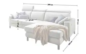 Wohnlandschaft Benefit, platin, inkl. Kopfteilverstellungen