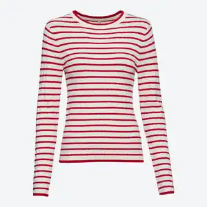 Damen-Zopfstrickpullover mit Ringelmusterung