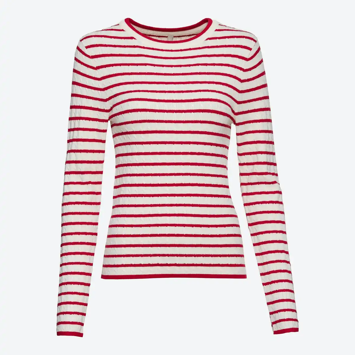 Bild 1 von Damen-Zopfstrickpullover mit Ringelmusterung