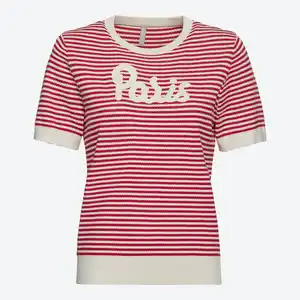 Damen-Strick-T-Shirt im Streifen-Design