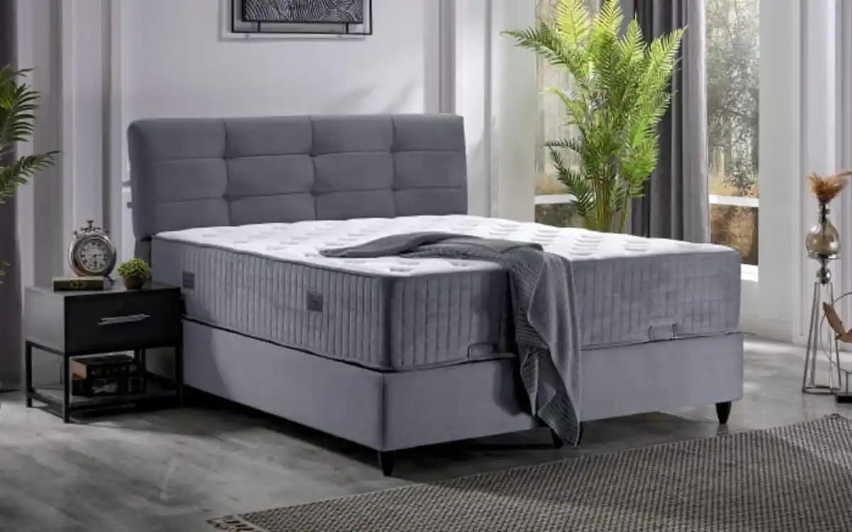 Bild 1 von Polsterbett Naomi, grau/blau, 180 x 200 cm, inkl. Bettkasten