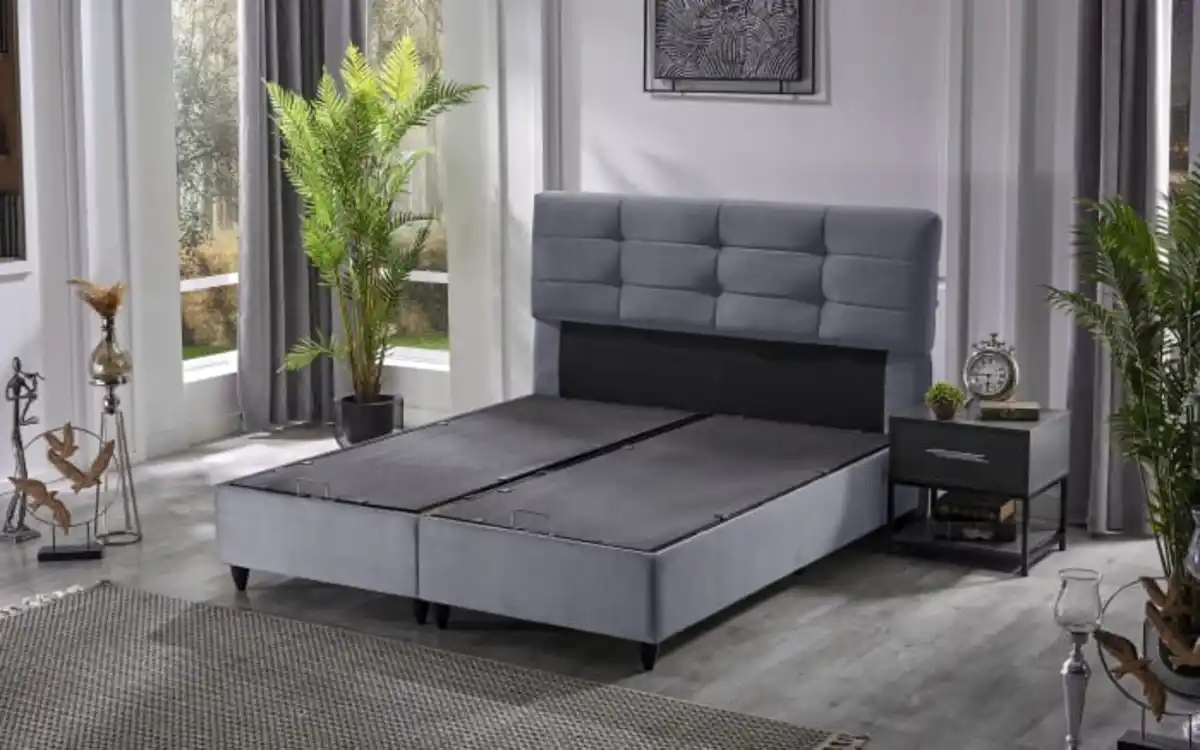 Bild 3 von Polsterbett Naomi, grau/blau, 180 x 200 cm, inkl. Bettkasten