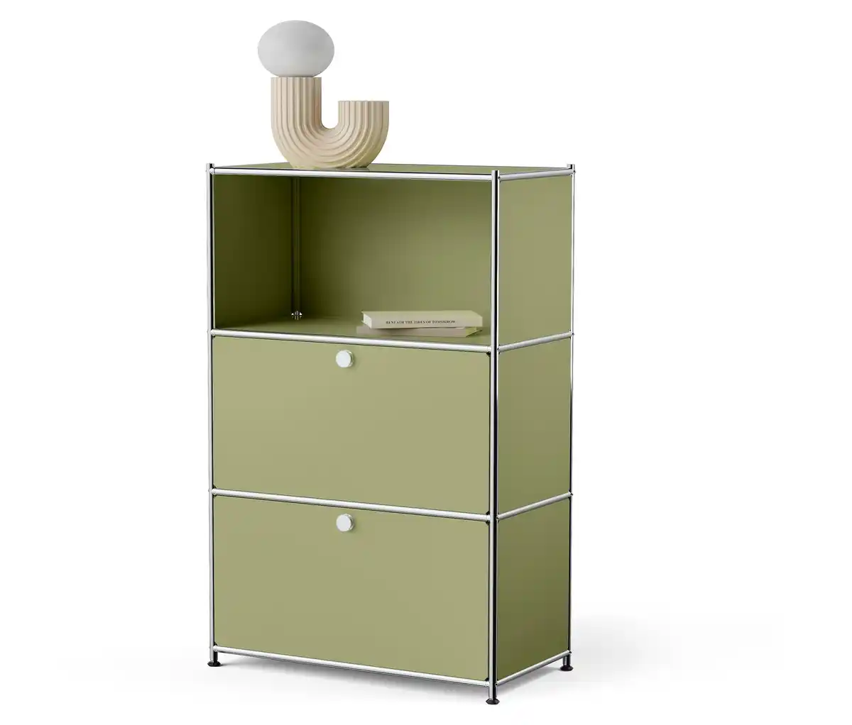 Bild 1 von Metall-Kommode »CN3« mit 2 versetzbaren Klappenfächern, pistazie