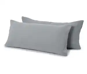 2 Musselin-Kopfkissenbezüge, grau, ca. 80 x 40 cm