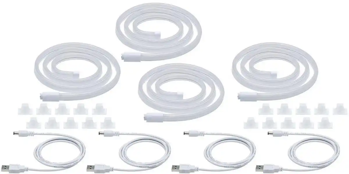 Bild 1 von Paulmann LED-Streifen Neon Colorflex USB Strip, mixed box: 4x1m blau, orange, pink, grün, 4x5W 5V, Gaming, PC