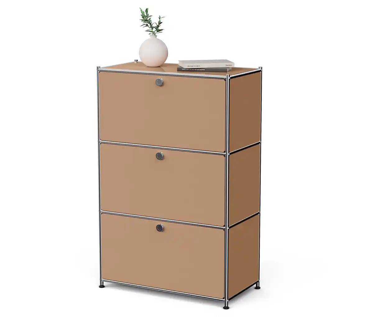 Bild 1 von Metall-Kommode »CN3« mit 3 Klappenfächern, toffee