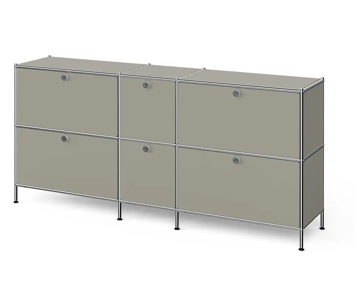 Bild 1 von Großes Metall-Sideboard »CN3« mit 6 Klappenfächern, hellgrau