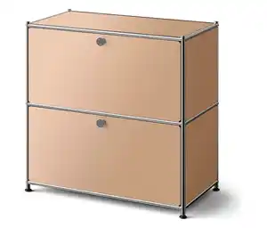 Niedrige Metall-Kommode »CN3« mit Klappenfächern, toffee