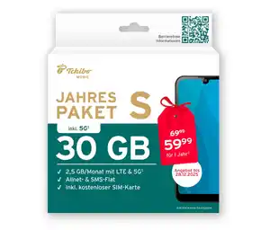 Jahrespaket S mit 30 GB inkl. SIM-Karte