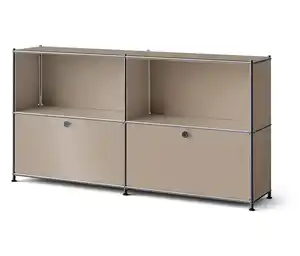 Metall-Sideboard »CN3 Slim Line« mit 2 versetzbaren Klappenfächern, taupe
