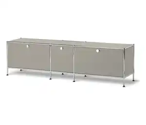 Metall-Lowboard »CN3« mit 3 Klappenfächern, hellgrau