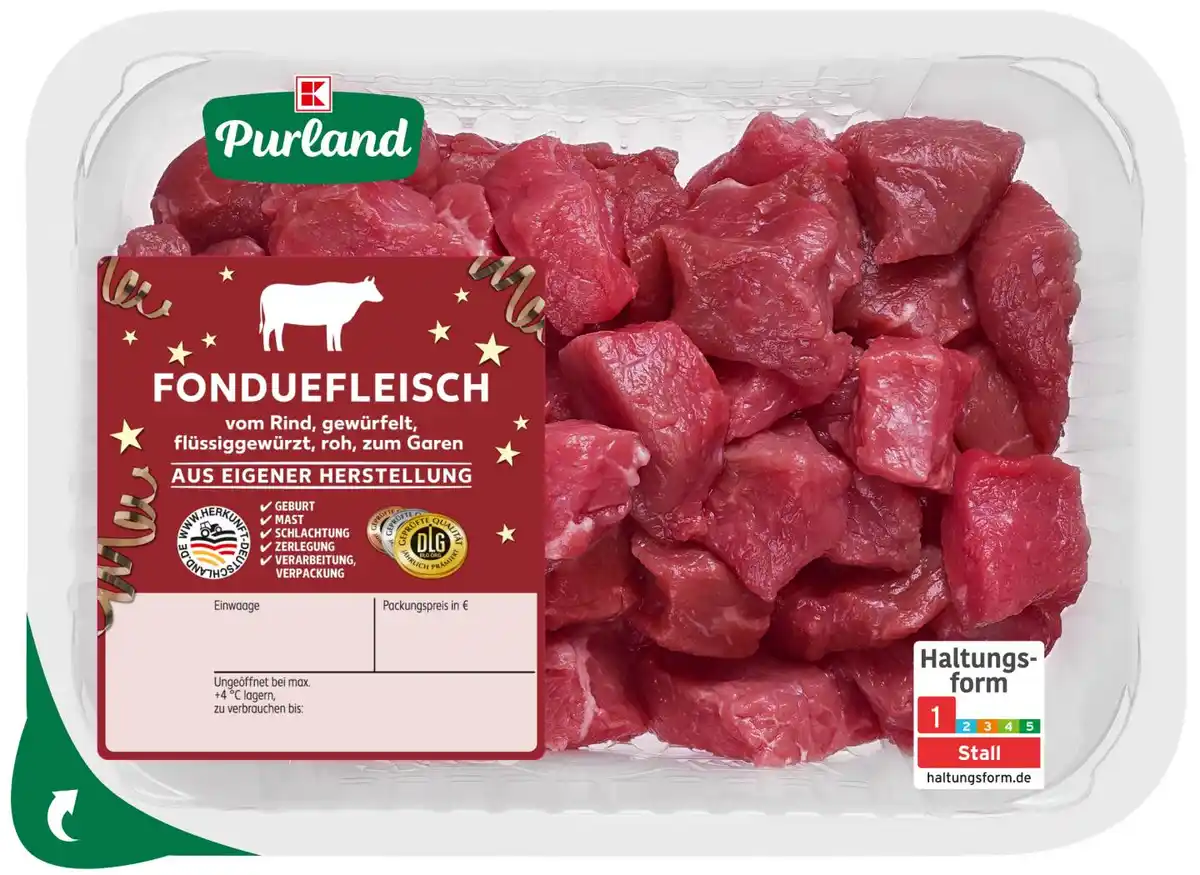 Bild 1 von K-PURLAND Fonduefleisch vom Rind, 500-g-Packg.
