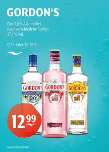 GORDON'S Gin 0,0 % Alkoholfrei oder verschiedene Sorten 37,5 % Vol.