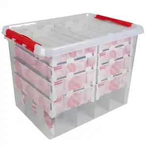 Sunware Weihnachtsbox Q-line 72L mit Einsatz für 128 Kugeln transparent rot