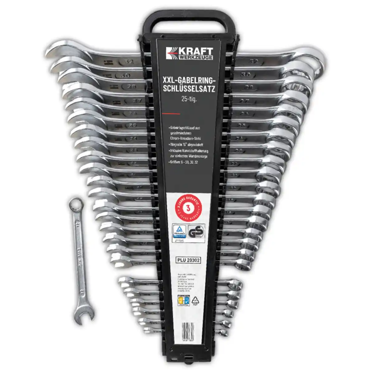 Bild 1 von Kraft Werkzeuge XXL-Gabelringschlüsselsatz 25-tlg.