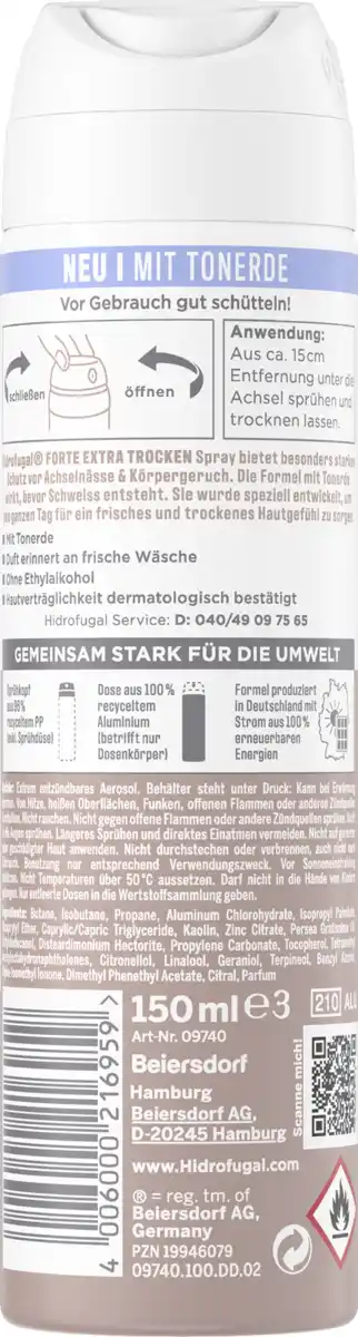 Bild 2 von Hidrofugal FORTE Extra Trocken Anti-Transpirant Spray, 150 ml