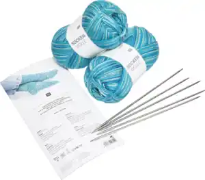 Rico Design Strickset Sockenwolle blau, 100 g