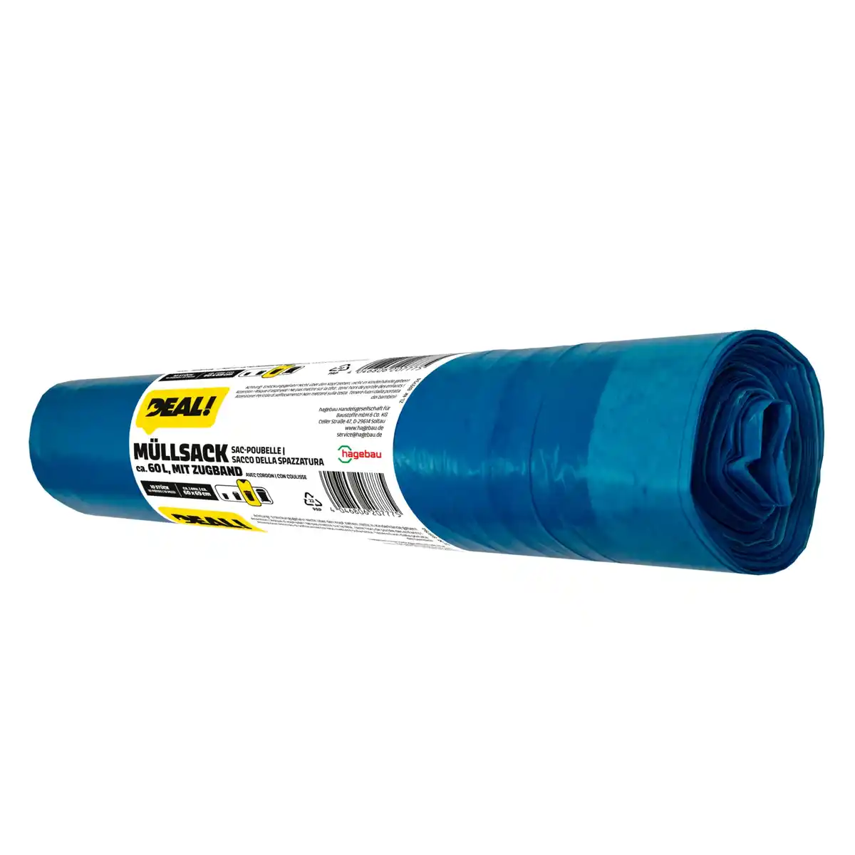 Bild 1 von DEAL! Abfallsack, 60 Liter, 10er-Pack, LDPE-Folie, blau