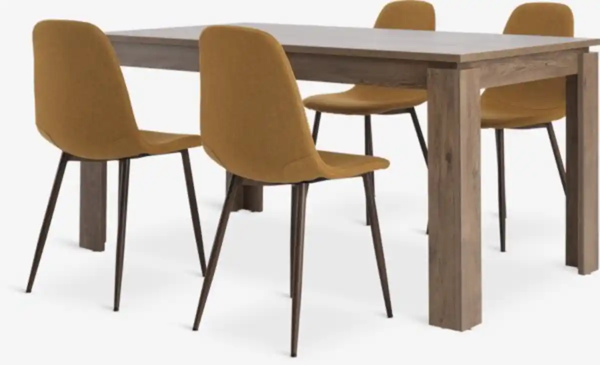 Bild 1 von VEDDE L160 Tisch Wildeiche dunkel + 4 JONSTRUP curry