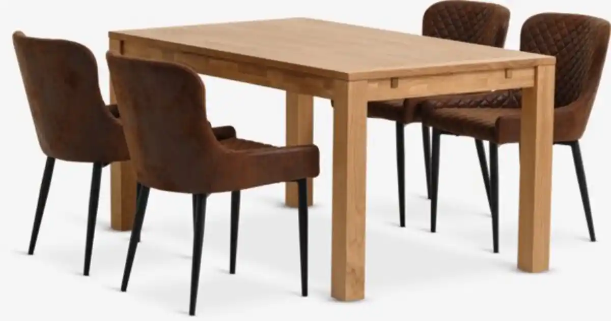 Bild 1 von HAGE L150 Tisch Eiche natur + 4 PEBRINGE braun/schwarz