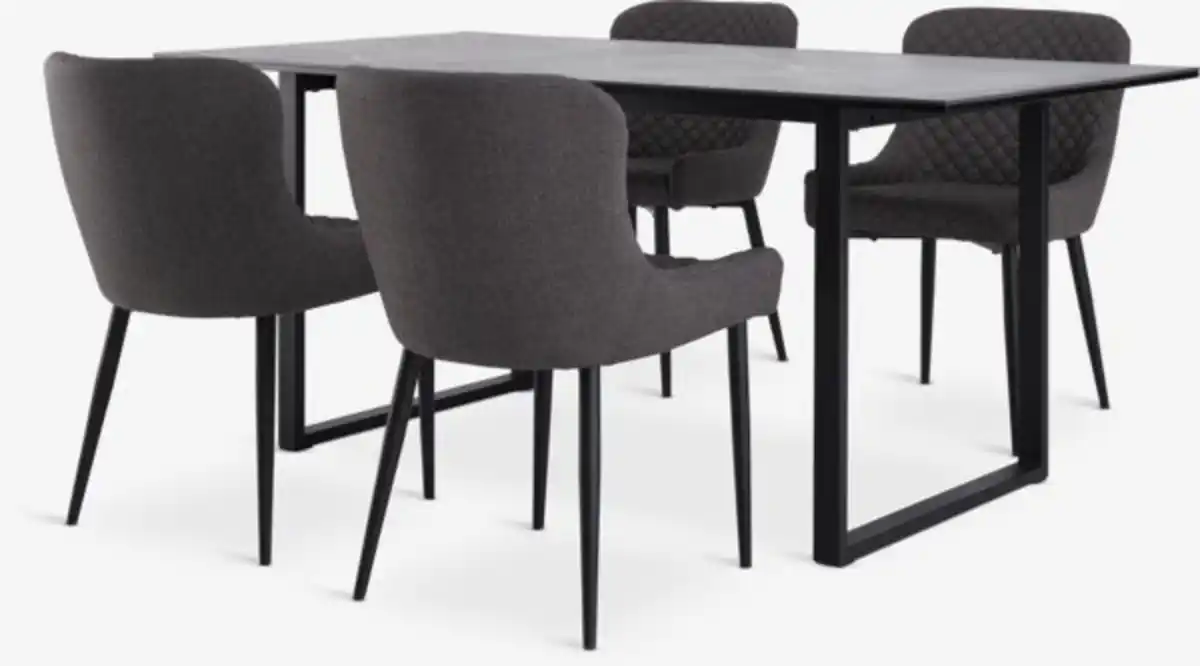 Bild 1 von MOSELUND L180 Tisch Keramik + 4 PEBRINGE grau/schwarz