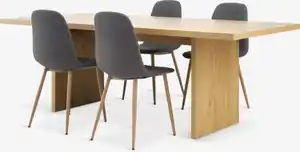 MUNKEBY L220 Tisch Eiche warm + 4 JONSTRUP Stühle asphalt