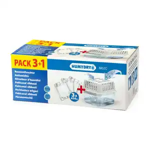 Luftentfeuchter, geeignet für Räume bis 15 m², 3 x 450 g