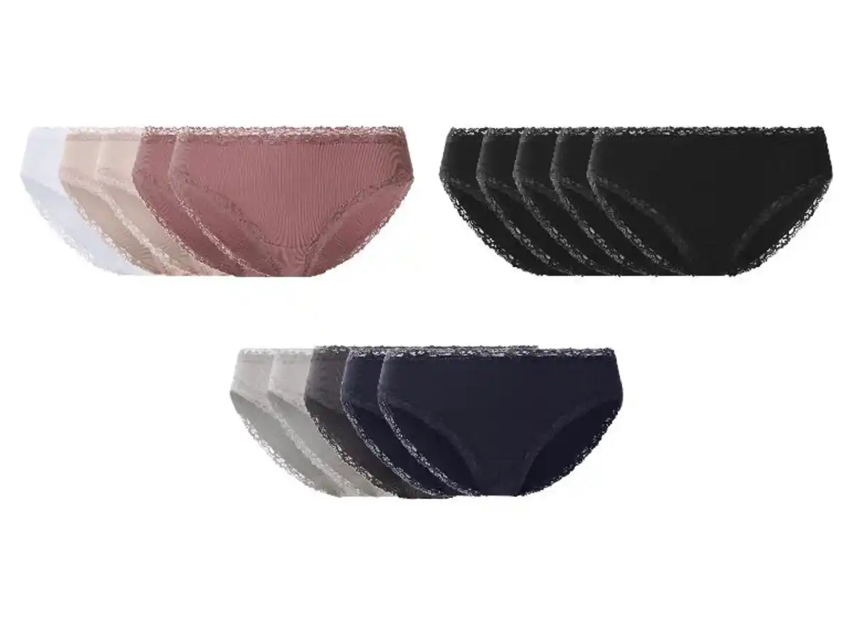 Bild 1 von esmara® Damen Gerippte Slips mit Spitze, 5 Stück