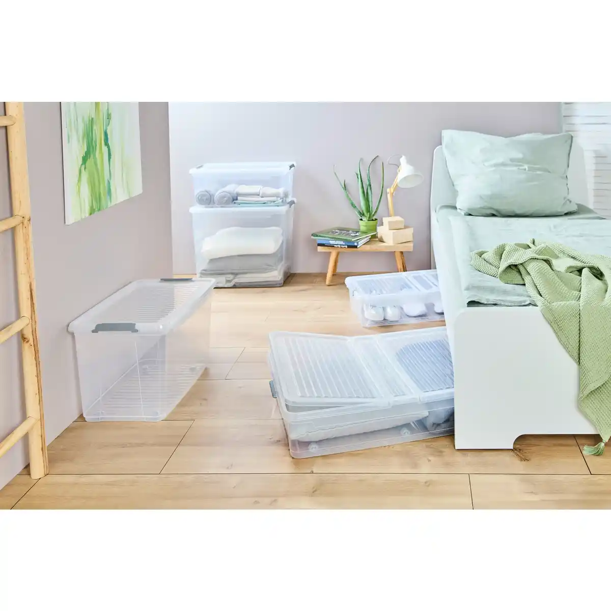 Bild 2 von Clipbox »Leo«, 56 L, mit Rollen, transparent