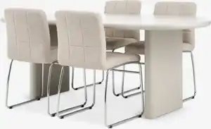 VORDINGBORG L198 Tisch beige + 4 HAMMEL Stühle beige