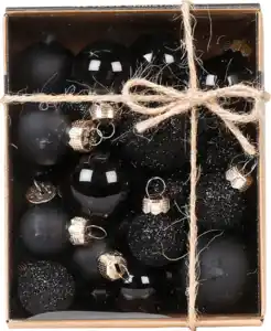 Dekorieren & Einrichten Kugel aus Glas, schwarz, mini (3 Größen), 24 St