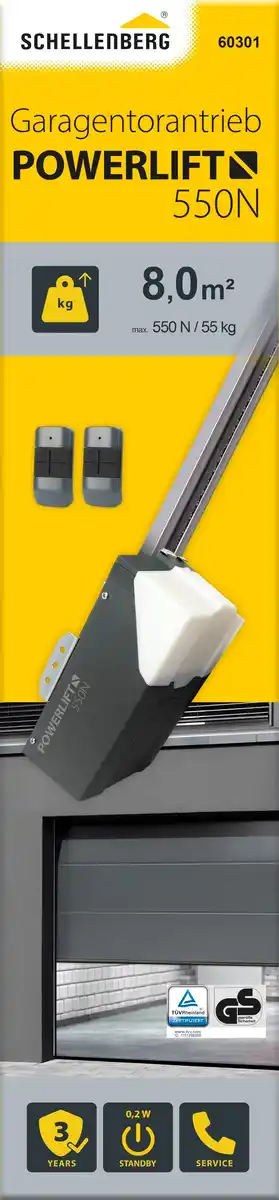 Bild 1 von Schellenberg Garagentorantrieb Powerlift 550 N inkl. 2 Handsender