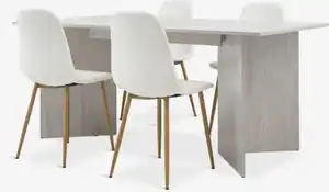 KRONDAL L180 Tisch Travertin + 4 JONSTRUP Stühle weiß