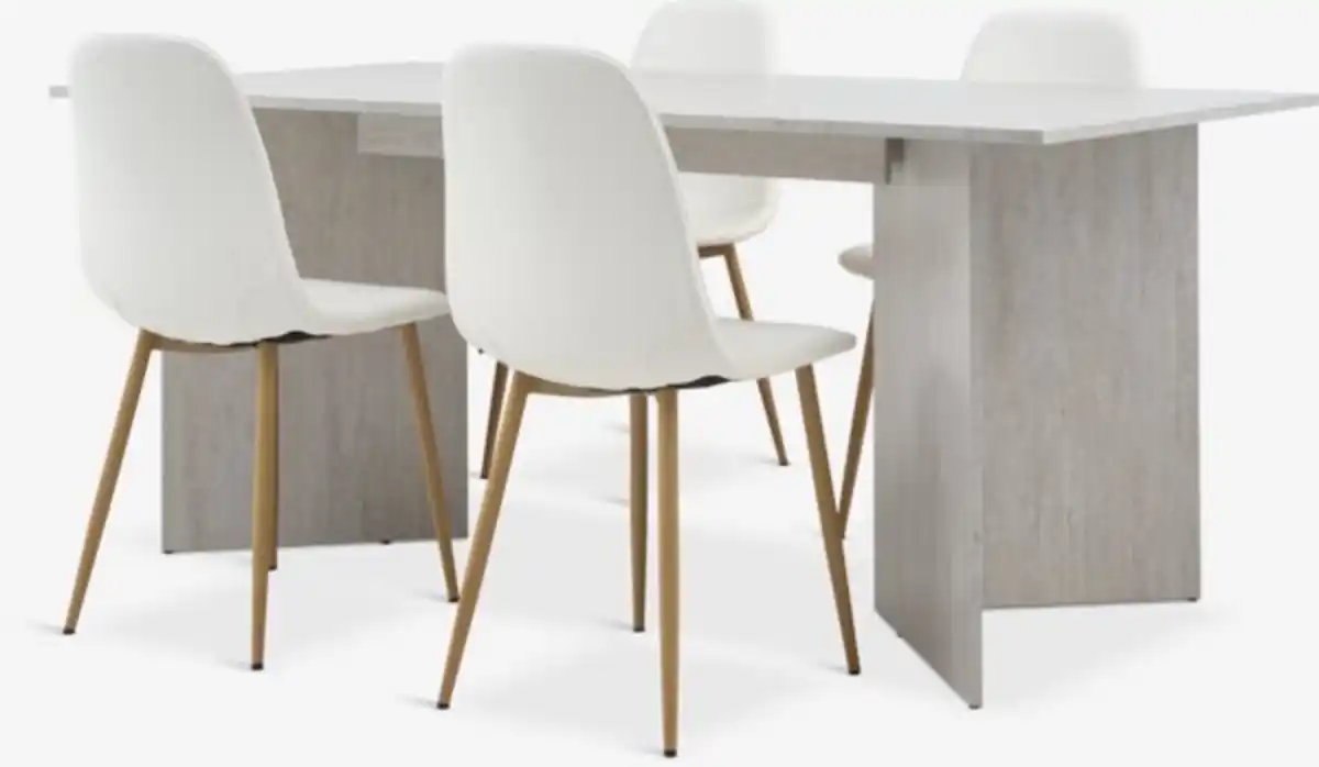 Bild 1 von KRONDAL L180 Tisch Travertin + 4 JONSTRUP Stühle weiß