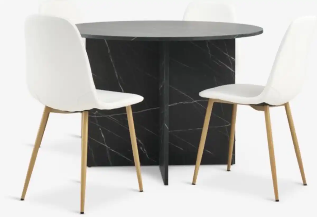 Bild 1 von KRONDAL Ø110 Tisch Marmor + 4 JONSTRUP Stühle weiß
