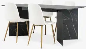 KRONDAL L180 Tisch Marmor + 4 JONSTRUP Stühle weiß