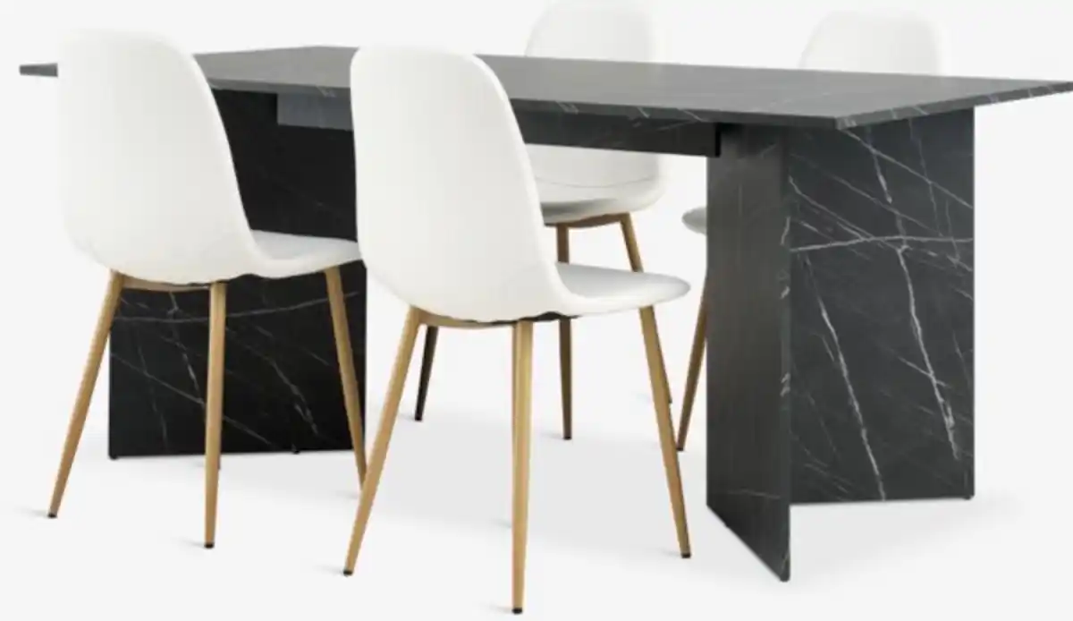 Bild 1 von KRONDAL L180 Tisch Marmor + 4 JONSTRUP Stühle weiß