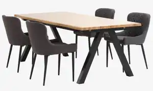SANDBY L210 Tisch Eiche natur + 4 PEBRINGE Stühle grau/schw