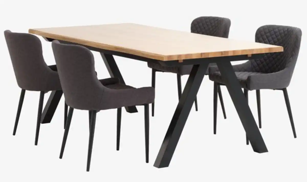 Bild 1 von SANDBY L210 Tisch Eiche natur + 4 PEBRINGE Stühle grau/schw