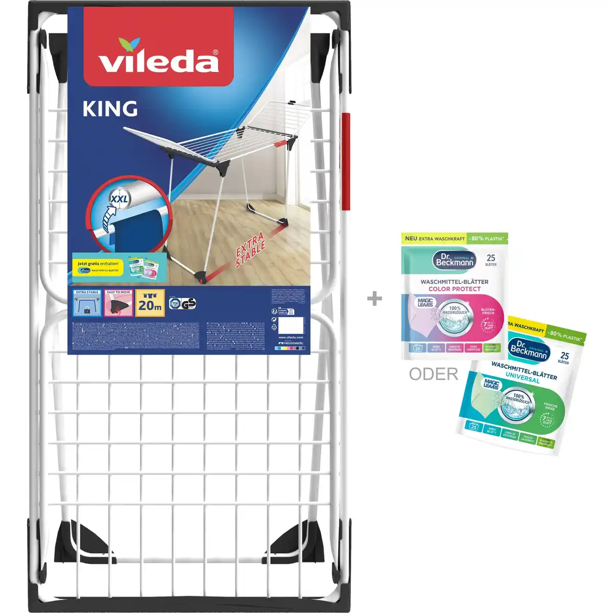 Bild 1 von Vileda Wäscheständer King inkl. Dr. Beckmann Waschmittelblätter