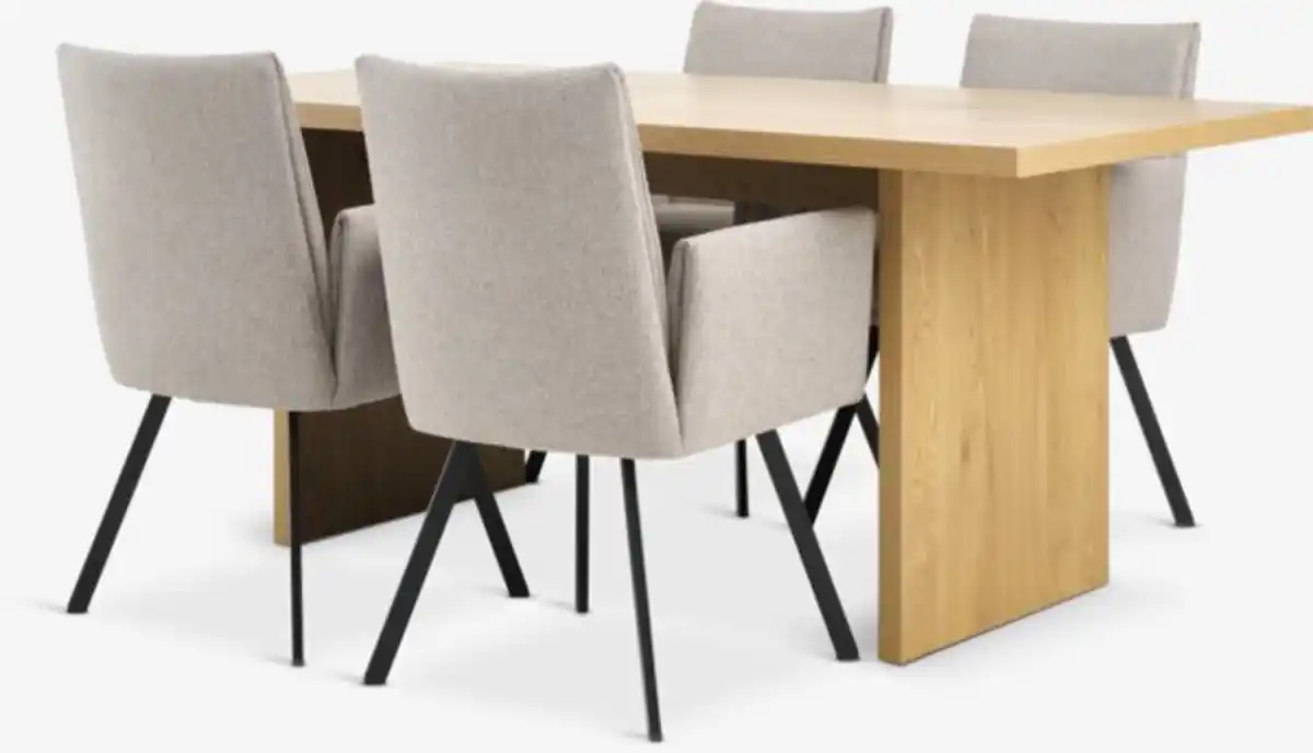 Bild 1 von MUNKEBY L180 Tisch Eiche warm + 4 GJESING beige/schwarz