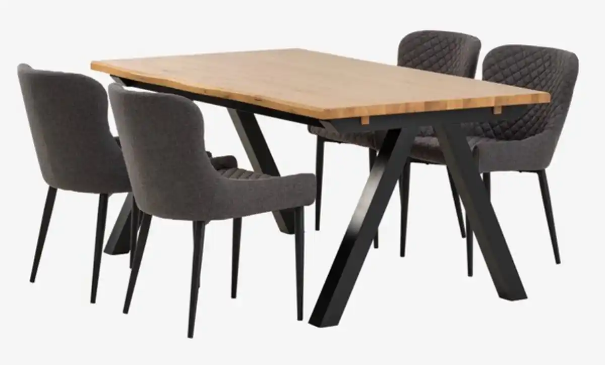 Bild 1 von SANDBY L160 Tisch Eiche natur + 4 PEBRINGE Stühle grau/schw