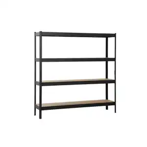 SCHULTE Regalwelt Schwerlast-Steckregal mit 4 Böden à 200 kg Traglast, schwarz 180 x 180 x 40 cm