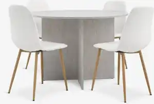 KRONDAL Ø110 Tisch Travertin + 4 JONSTRUP Stühle weiß