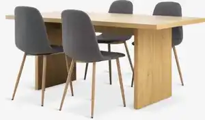 MUNKEBY L180 Tisch Eiche warm + 4 JONSTRUP Stühle asphalt