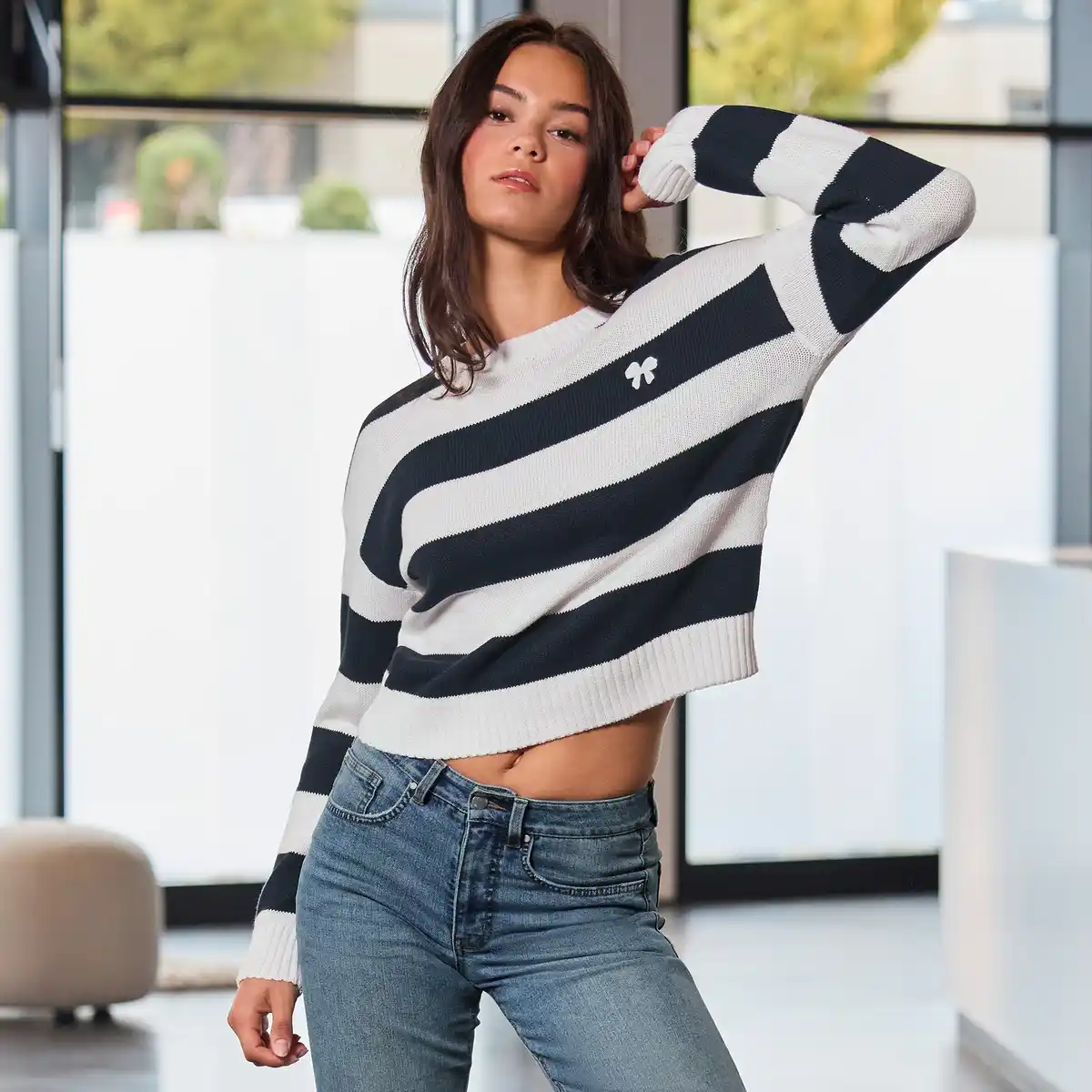 Bild 1 von Damen-Pullover mit Blockstreifen