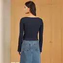 Bild 4 von Damen-Langarmshirt mit gewelltem Saum